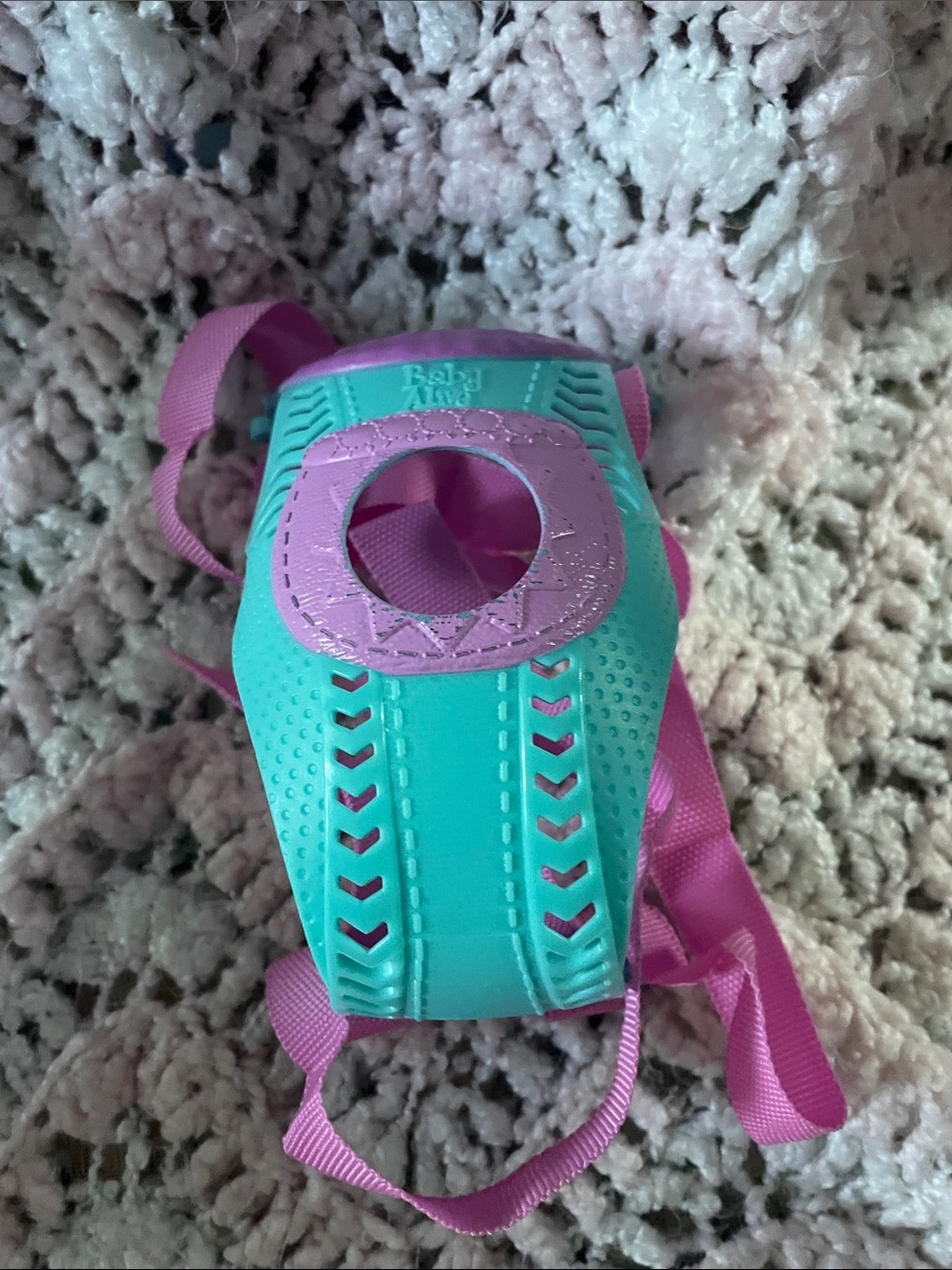 Baby Alive Doll plastic and cloth adjustable straps. Purple and turquoise blue.